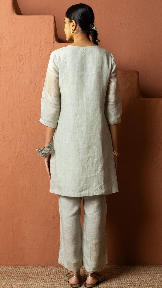 Zari Linen with Embroidery and Handwork Set