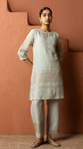Zari Linen with Embroidery and Handwork Set