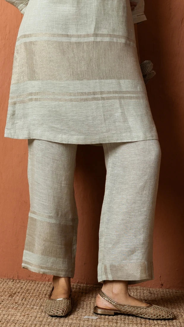 Zari Linen with Embroidery and Handwork Set