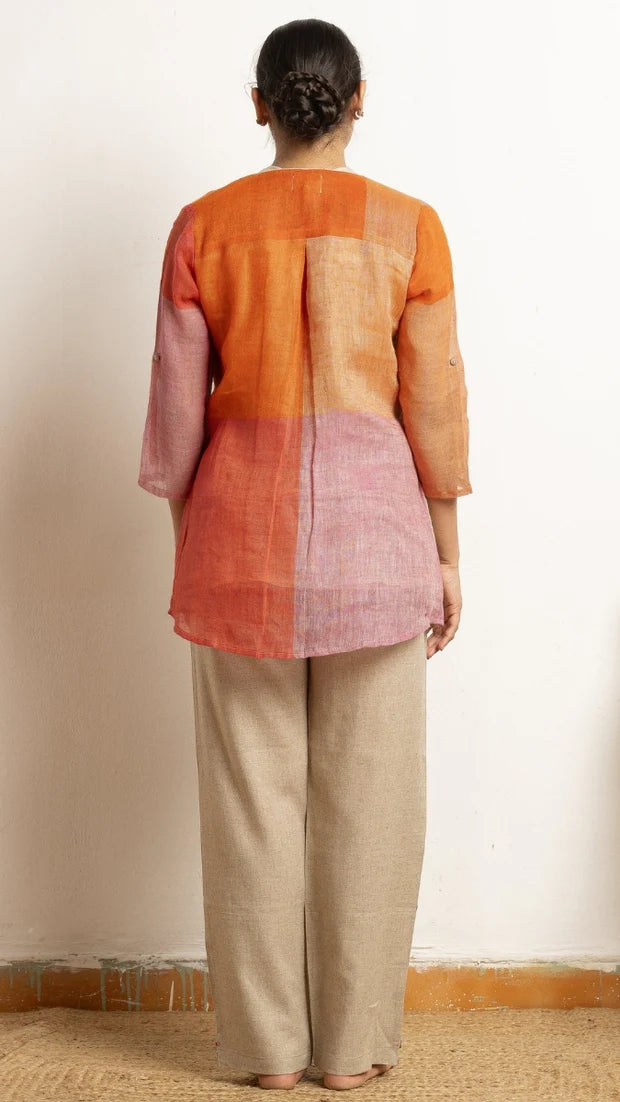 Linen Woven Multi Checks Tunic