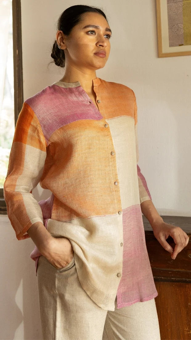 Linen Woven Multi Checks Tunic