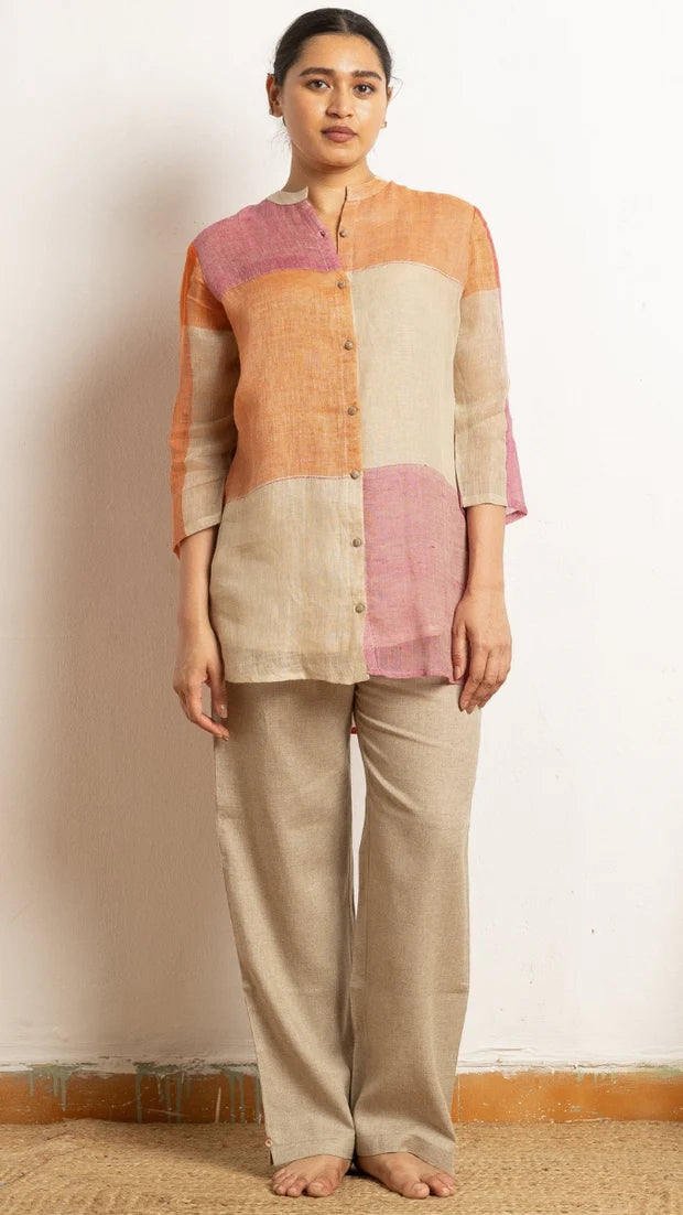 Linen Woven Multi Checks Tunic