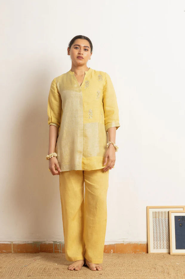 Hand Work Linen Zari Set