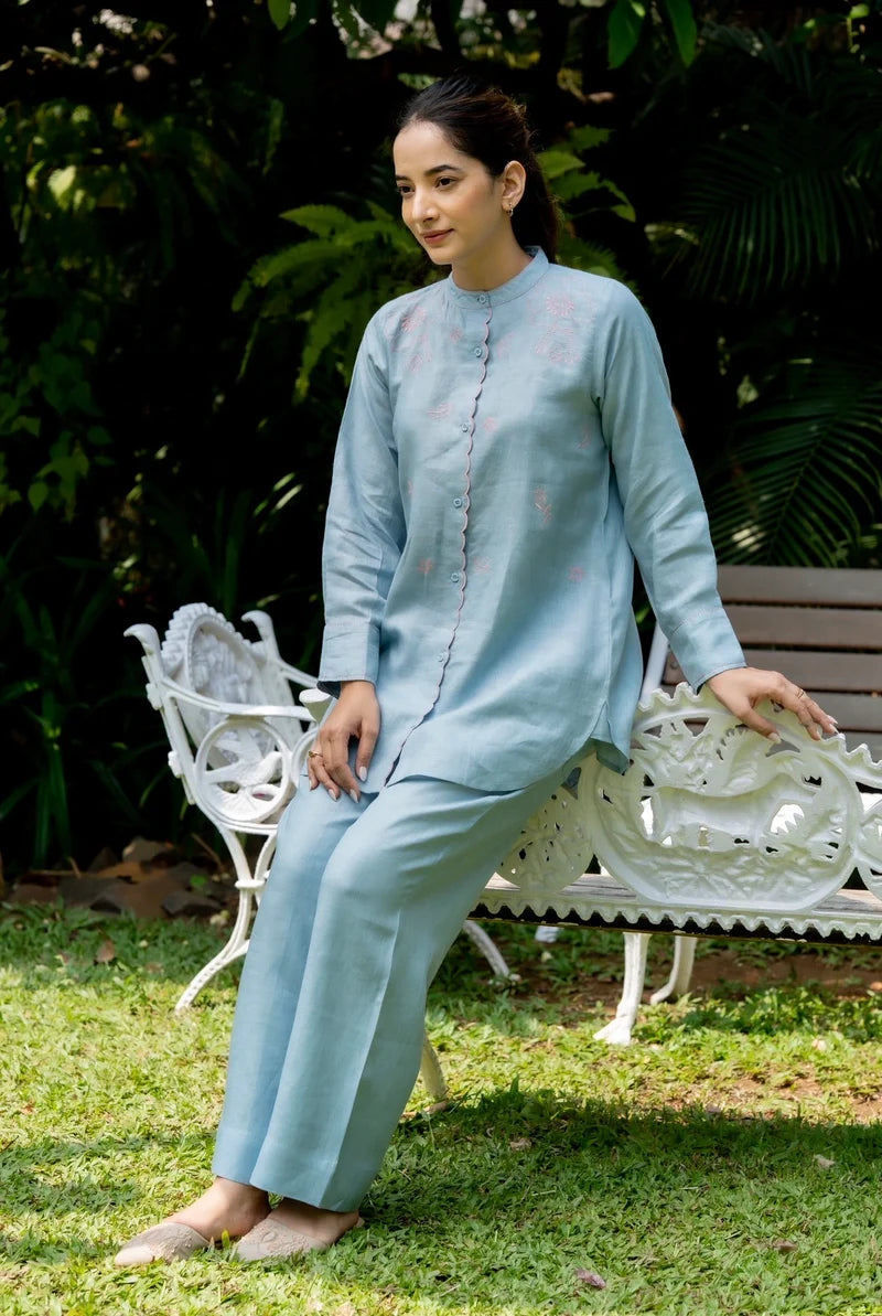 Baby Blue Linen Co-ord Set
