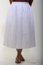 White pleated ankle linen skirt
