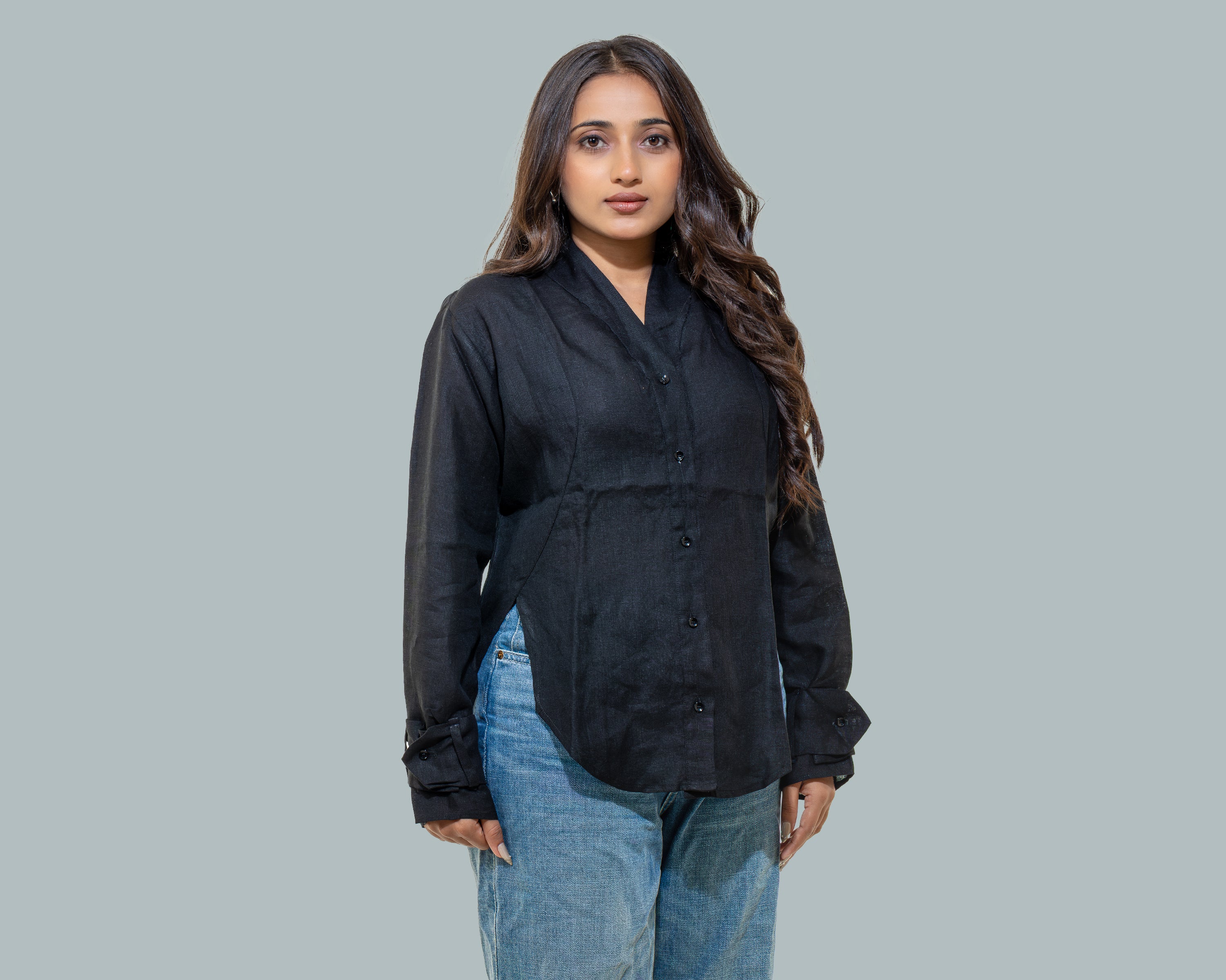 Black linen shirt