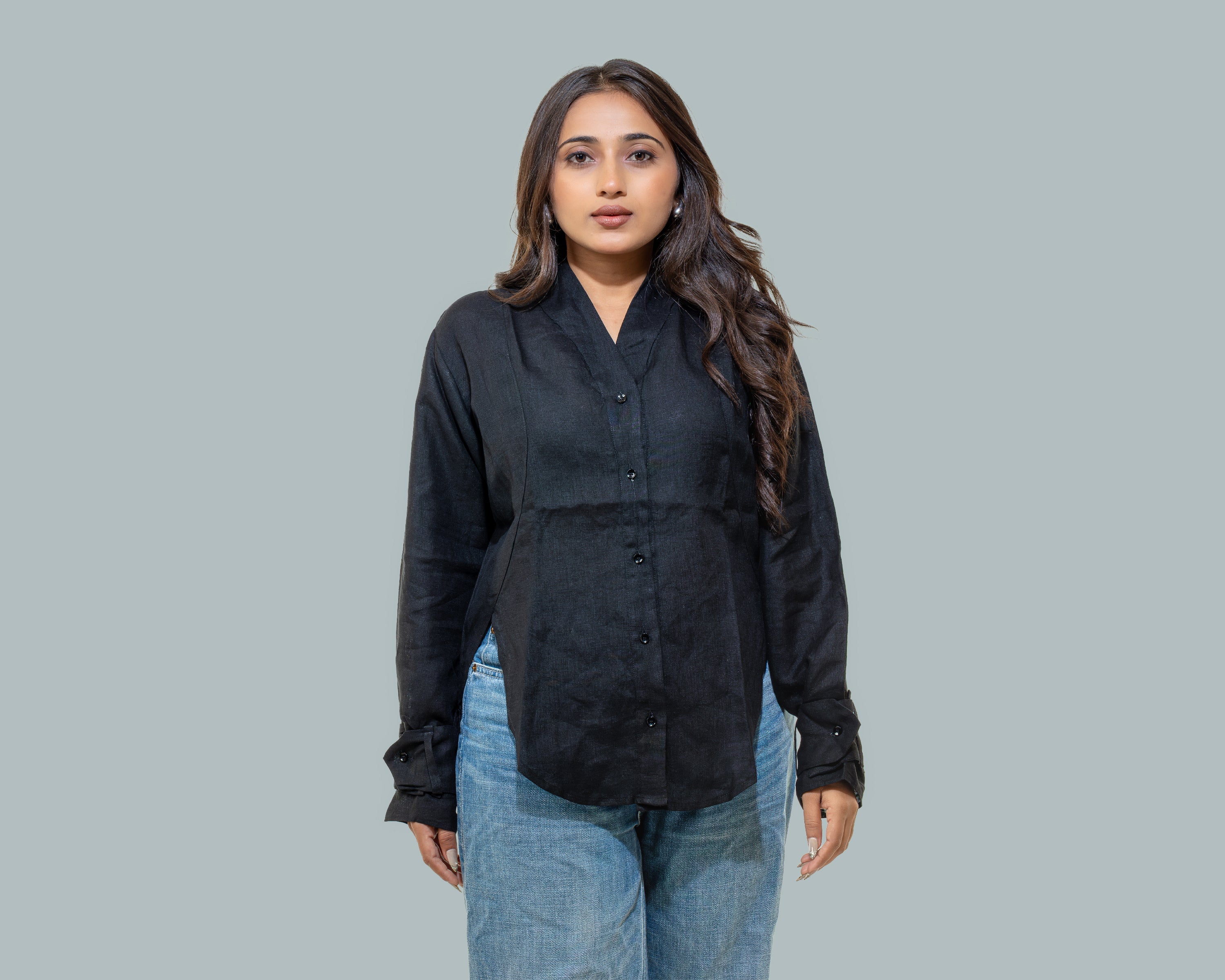 Black linen shirt