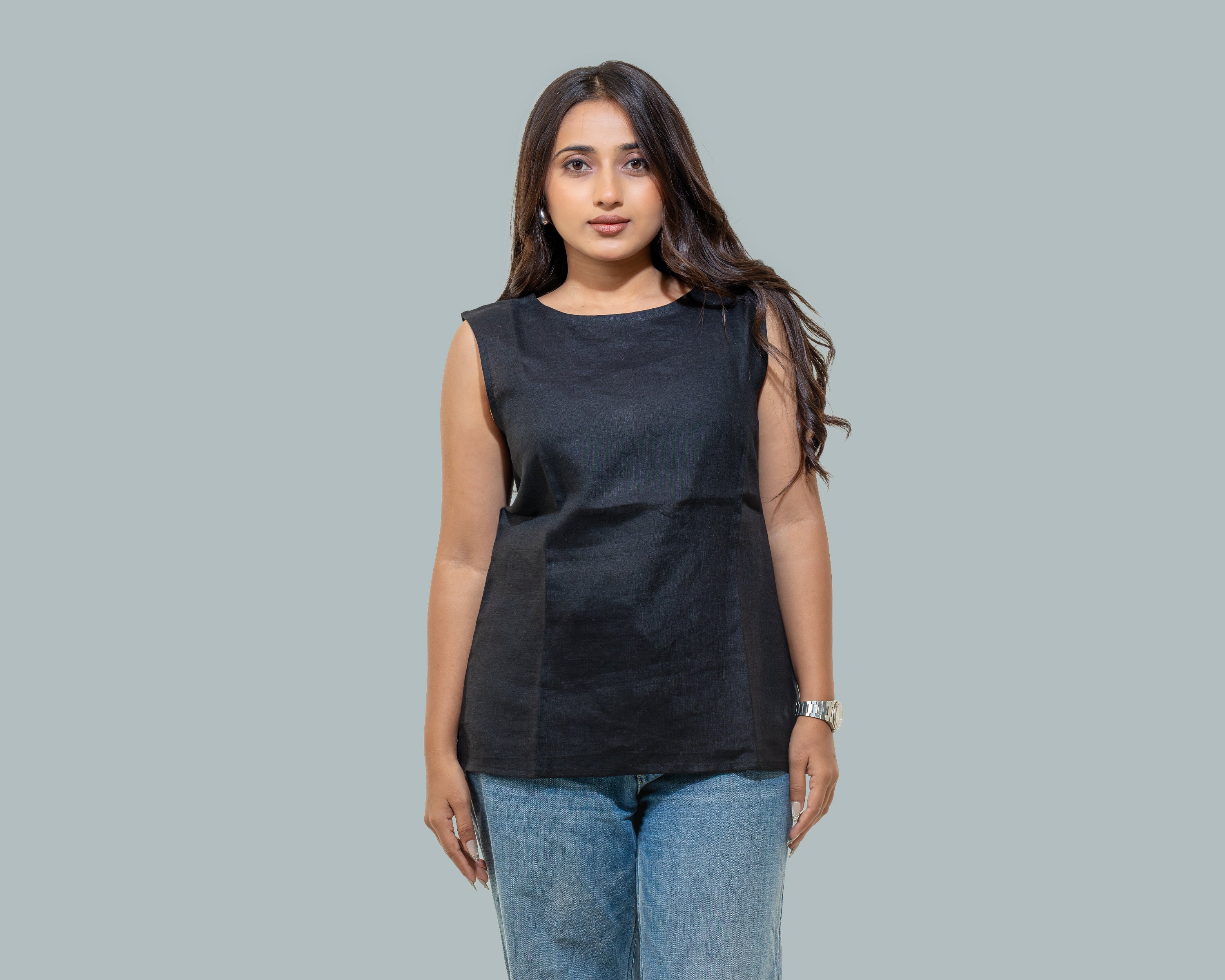 Black linen top