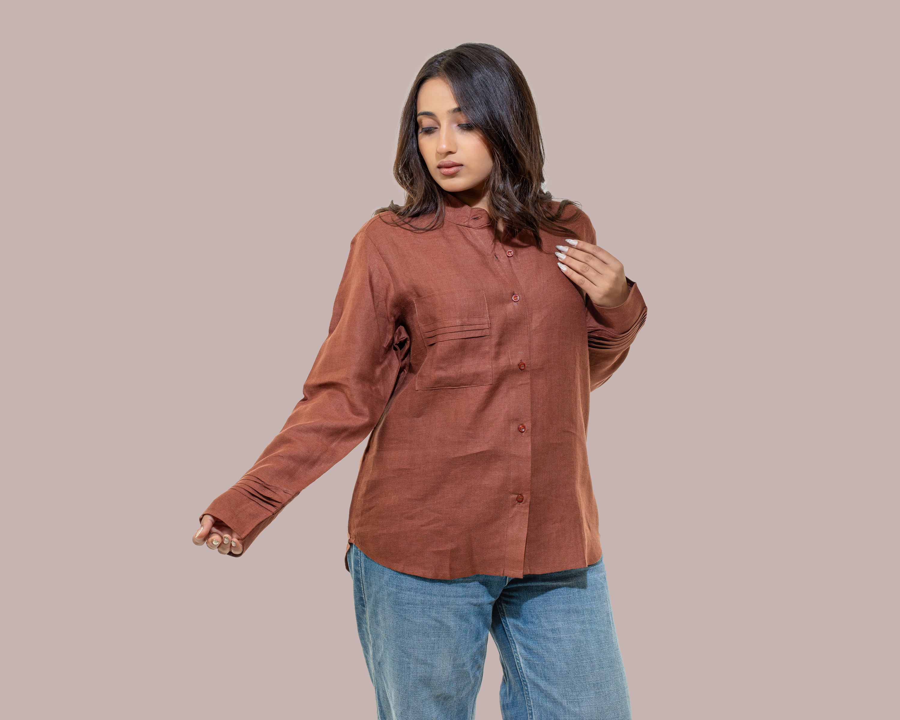Rust linen shirt