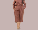 Rust shirt and 3/4th pant linen co ord