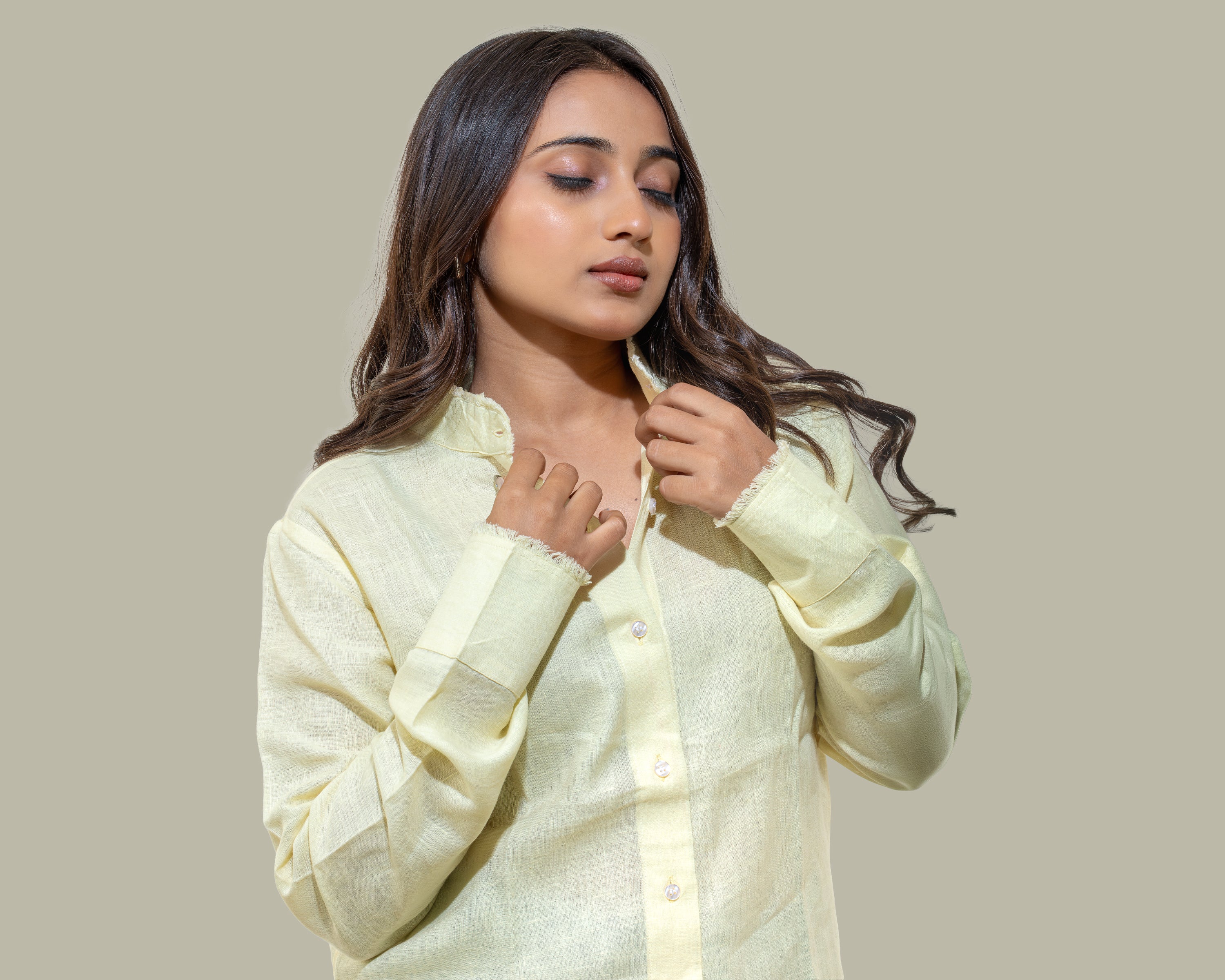 Butter yelllow linen shirt