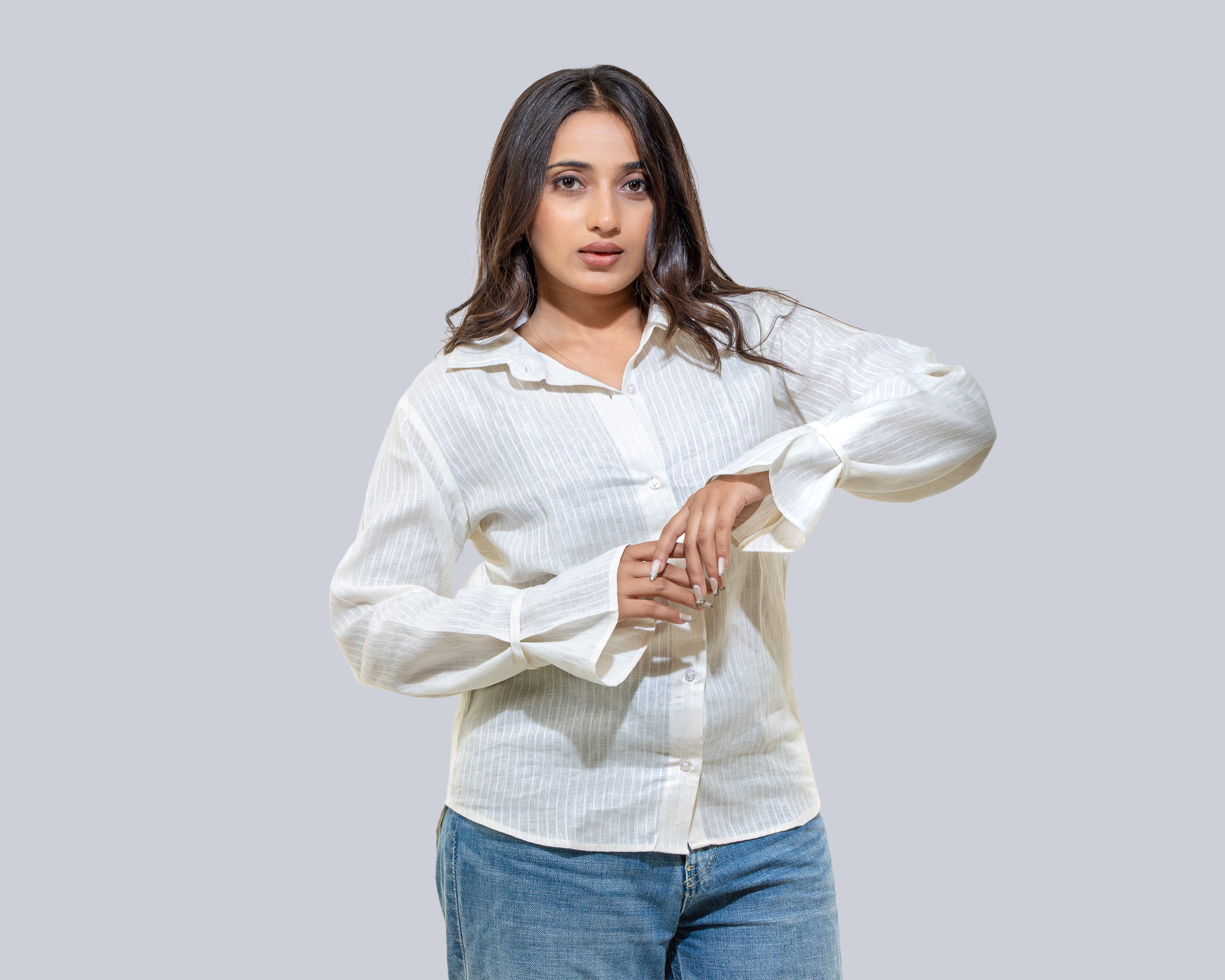 Ivory whisper linen shirt