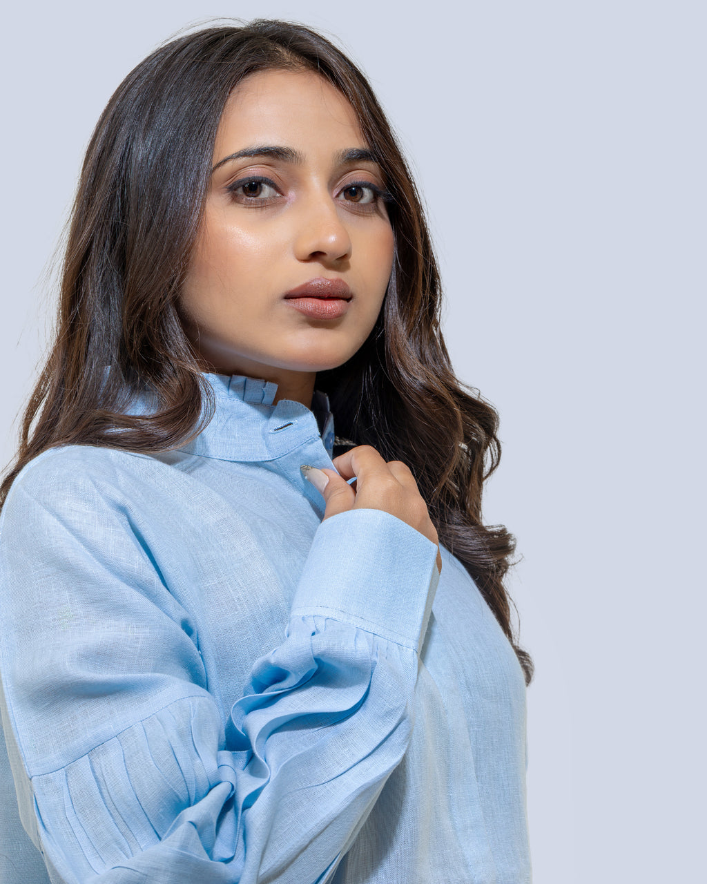 Powder blue linen shirt