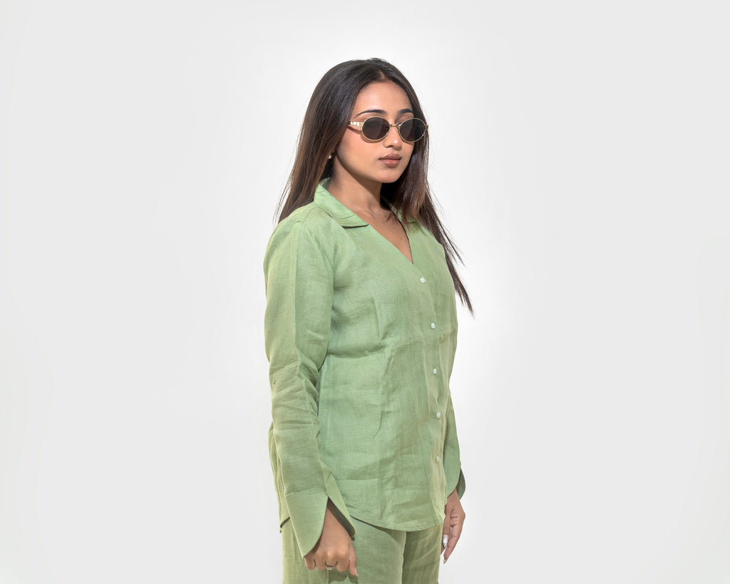 Sage green linen shirt