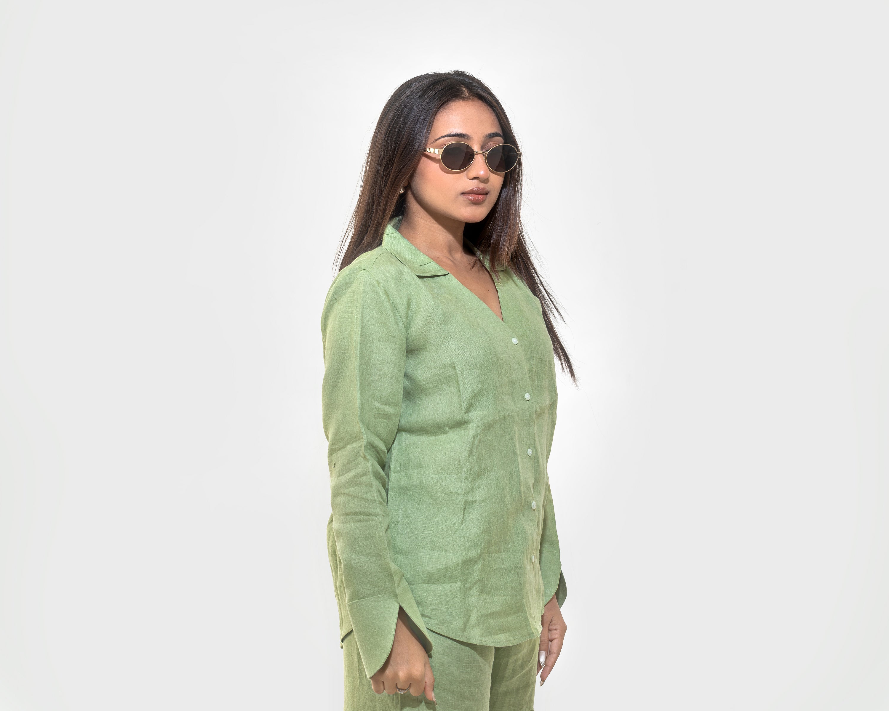 Sage green linen shirt
