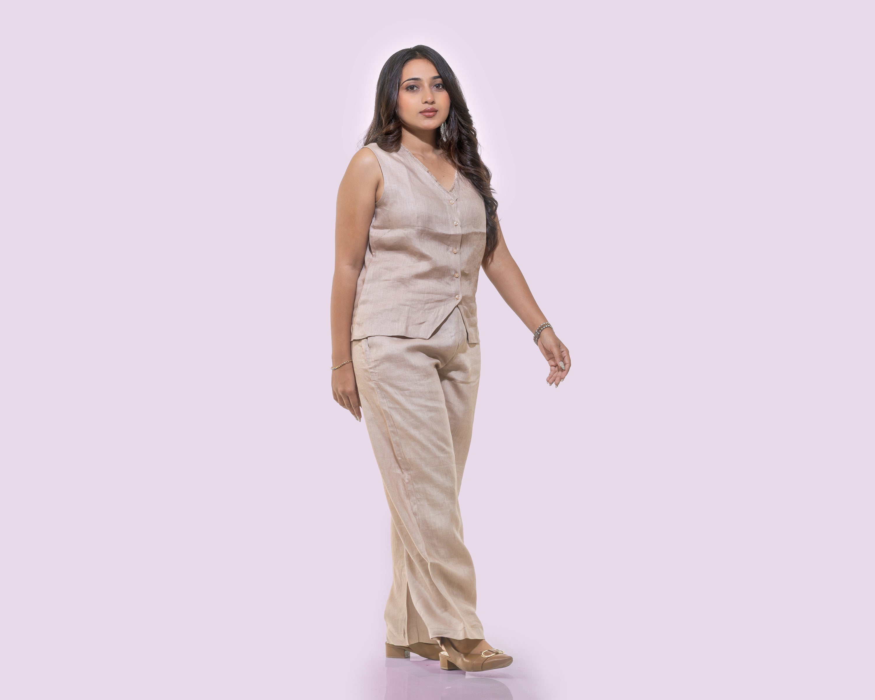 Blush pink linen pants