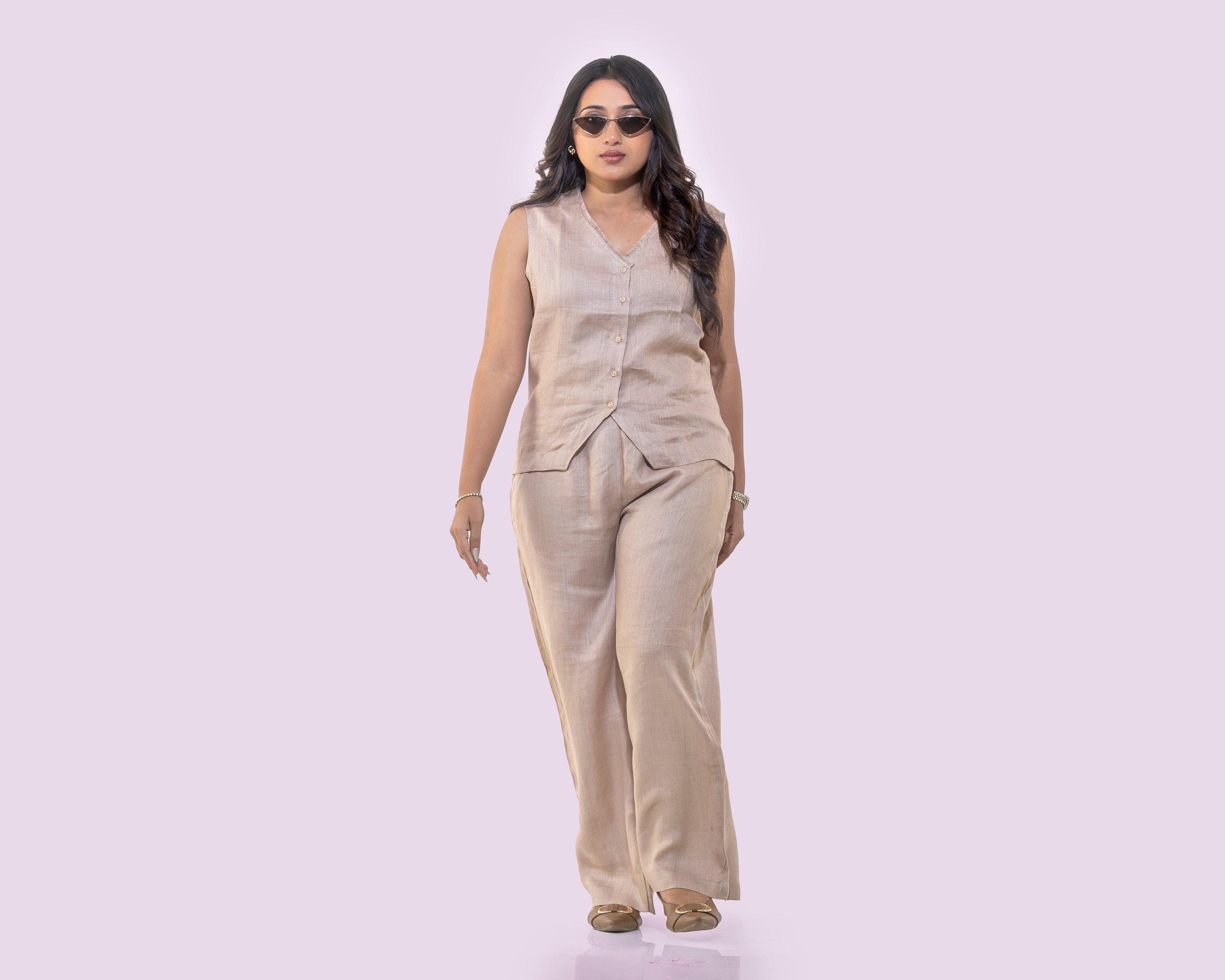 Blush pink linen pants