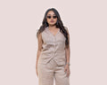 Blush beige linen waist coat