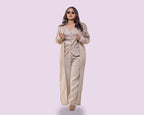 Blush beige waist coat, pants and jacket linen co ord