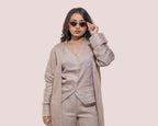 Blush beige linen waist coat