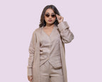 Blush beige waist coat, pants and jacket linen co ord