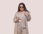 Blush beige linen waist coat