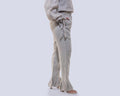 Beige linen pants with bottom frill