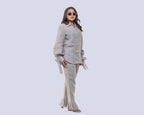 Beige bow linen shirt