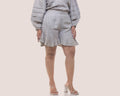 Beige linen frill shorts