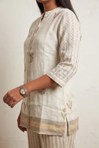 Kora Striped Linen Floral Tunic Co-ord Set