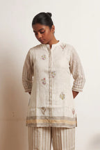 Kora Striped Linen Floral Tunic Co-ord Set