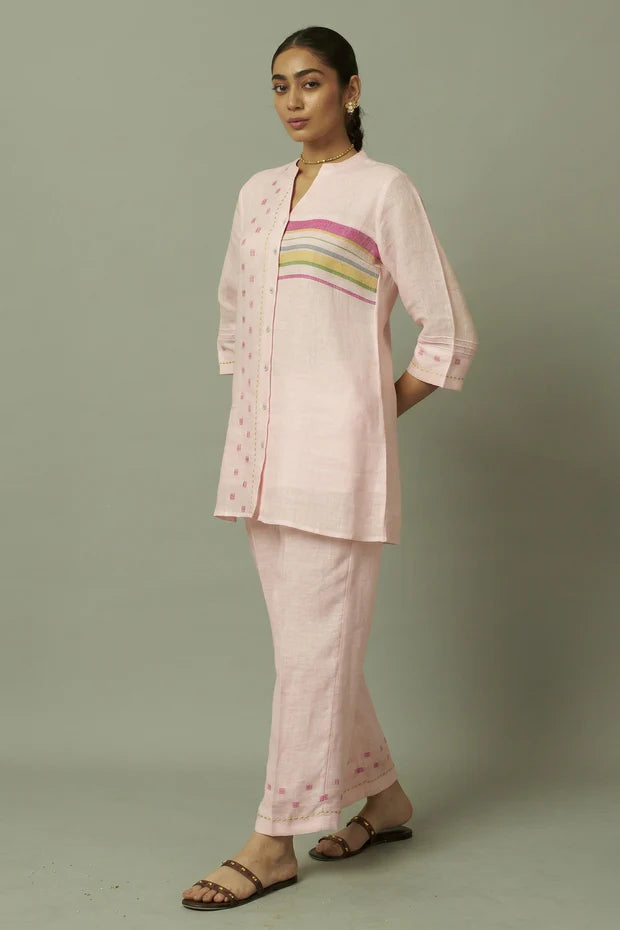 Linen Multi-Stripe Tunic Coord Set