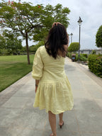 Butter yellow one shoulder dress