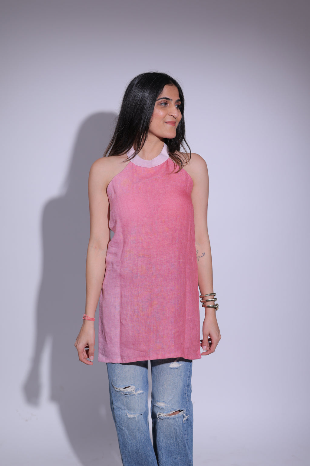 Pink backless ombré top