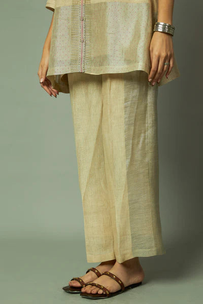 Block Printed Zari Linen Co ord set