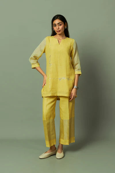 Khat Pita Work Zari Linen Co ord set