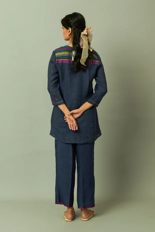 Linen Multi-Stripe Tunic Coord Set