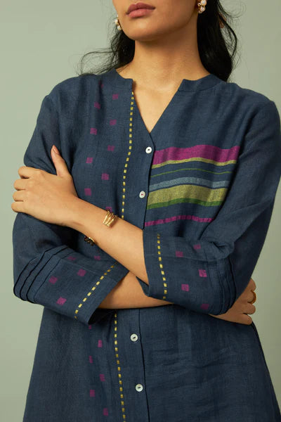 Linen Multi-Stripe Tunic Coord Set
