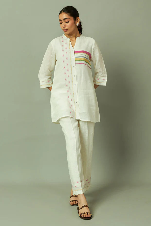 Linen Multi-Stripe Tunic Coord Set