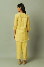 Modern Grid Block Printed Gauze Linen Co ord Set