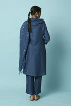 Textured Silk-Linen Tunic Set with Khat Pita Placket