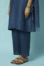Textured Silk-Linen Tunic Set with Khat Pita Placket