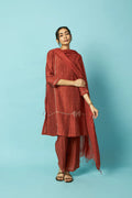 Khat Pita Embroidered Silk Linen Festive Kurta Set