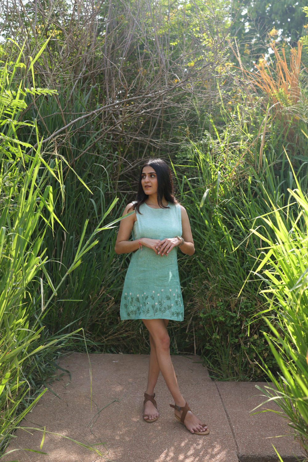 Green ombré short dress with bustier