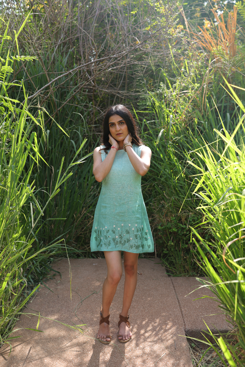 Green ombré short dress with bustier