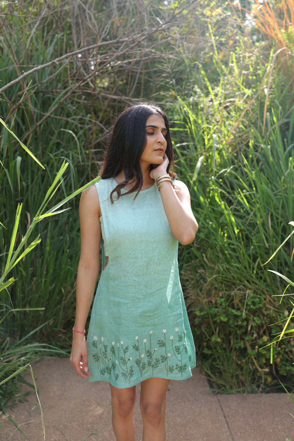 Green ombré short dress with bustier