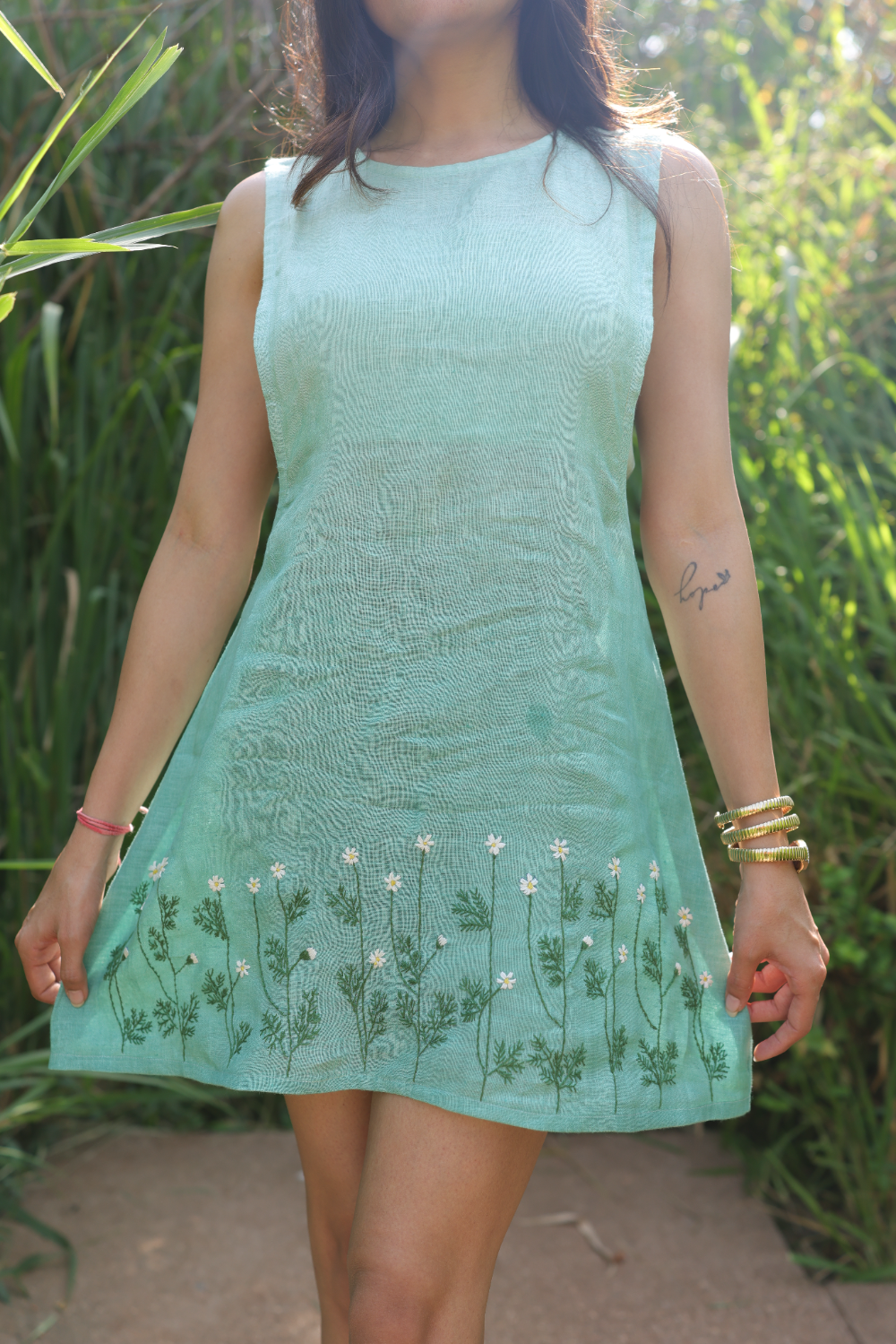 Green ombré short dress with bustier